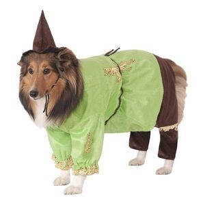 The Wizard of Oz scarecrow Green and Brown Dog Costume size Large